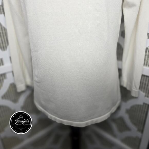 August Silk Ivory/Cream Silk Blend Scoop Neck 3/4 Sleeve Sweater Size M - Picture 4 of 10